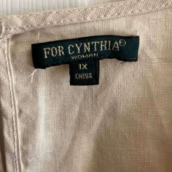 EUC Women’s Cream For Cynthia linen top size 1X - Picture 3 of 3
